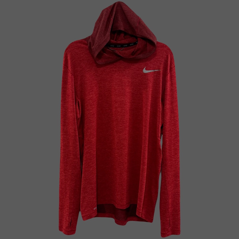 Red Nike Running Hooded Long Sleeve Dri Fit